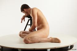 Nude Man White Sitting poses - simple Slim Short Brown Sitting poses - ALL Realistic